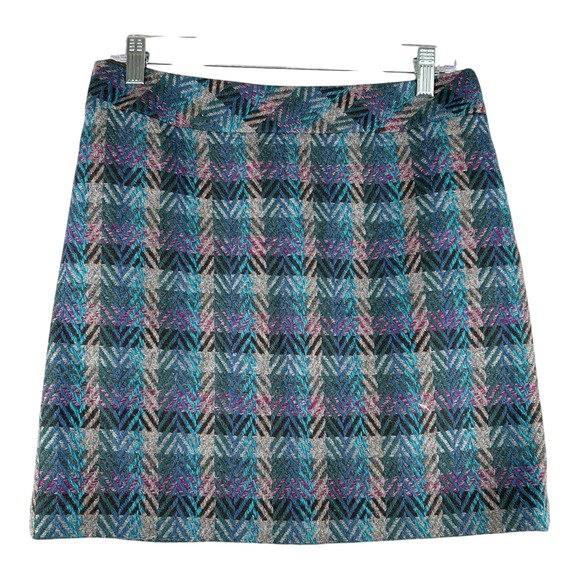 L.L. Bean Wool Blend Lined Skirt Womens Size 4 Herringbone Plaid Career Fall - Picture 1 of 10